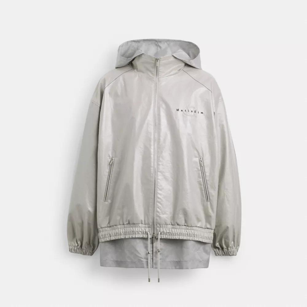 코치 마뗑킴 레이어드 코팅 후디 점퍼 CBR96 GRY