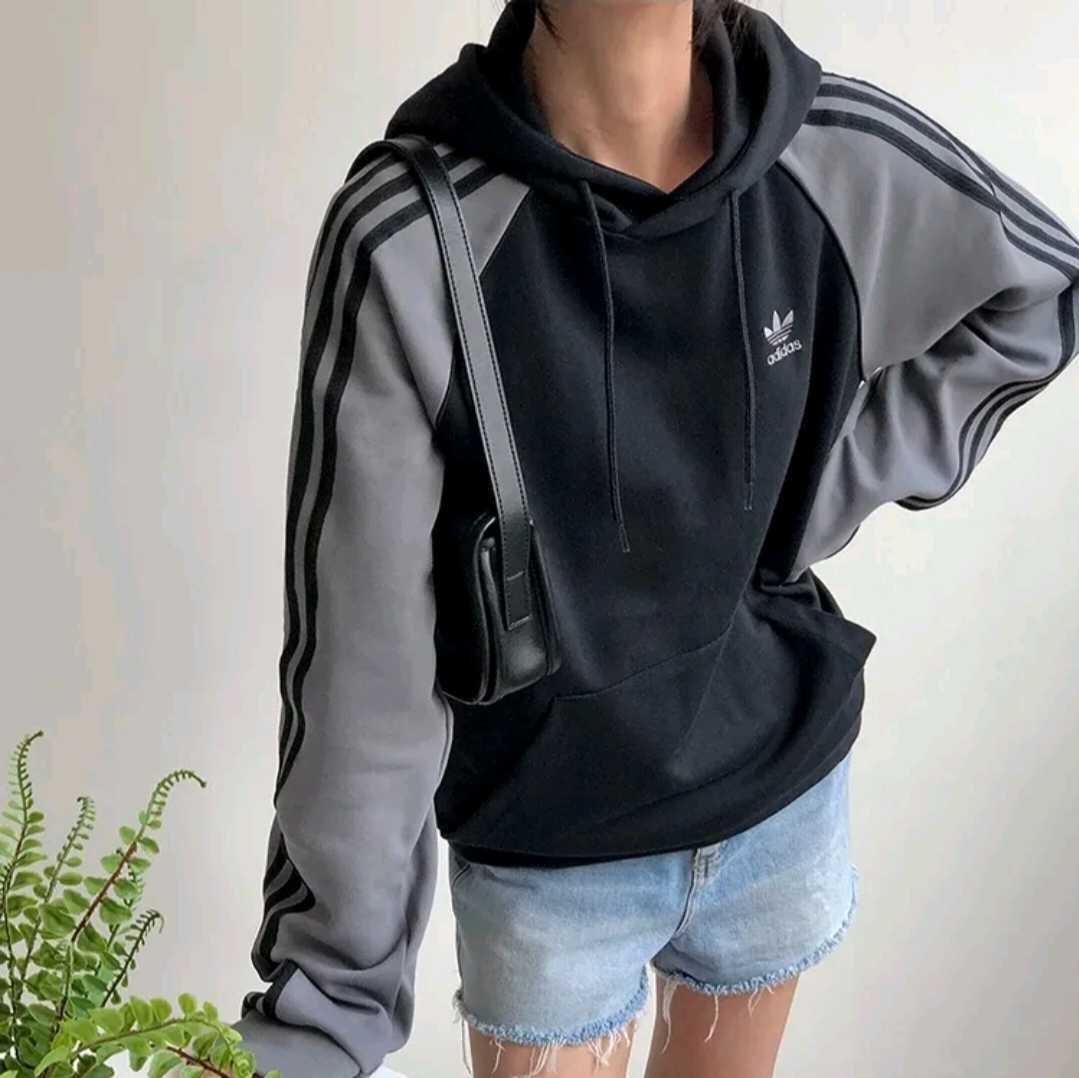 아디다스 남녀공용 레귤러핏 오리지널 SST 차콜 후드티 5822
