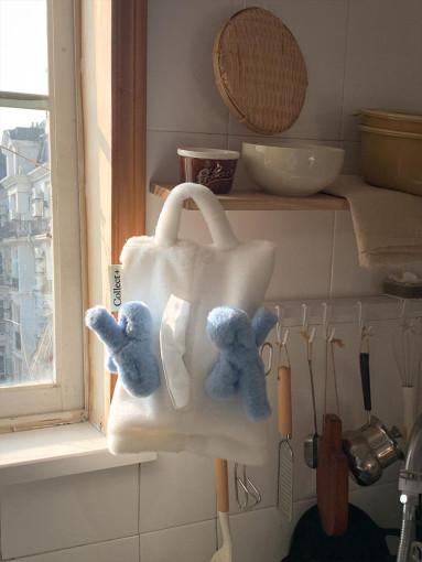 수심 Furry Ribbon Tissue Pouch 푸리 리본 티슈 파우치 화장지 차량