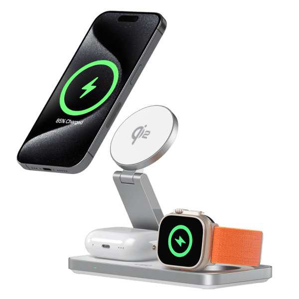 지모 베이직 Qi2 3in1 플립 차징 스테이션 무선 충전 패드 스탠드
