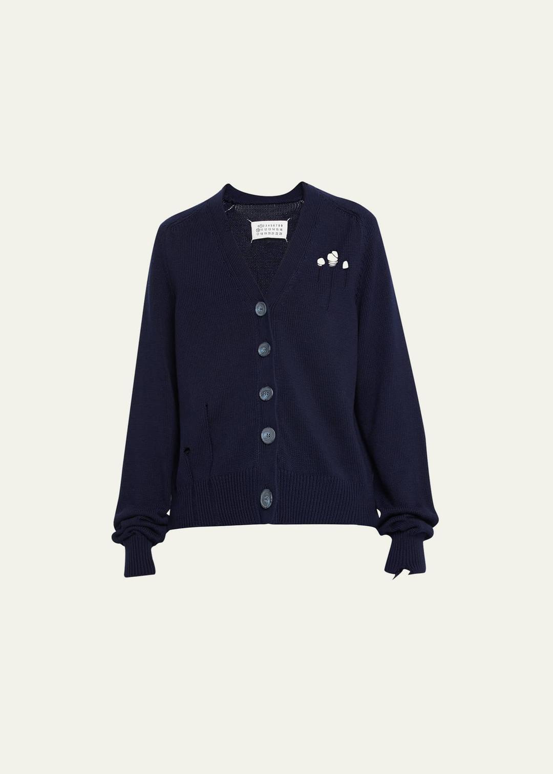 Distressed Button-Down Cardigan