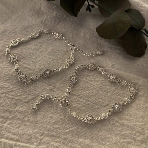 엔틱 플라워체인 은팔찌