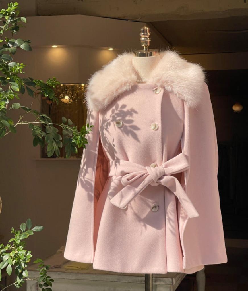 핑크 밍크 하프 케이트 코트