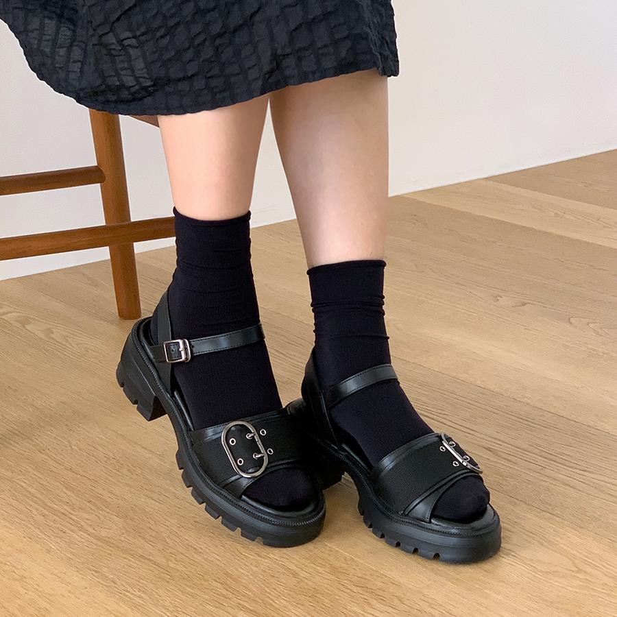 마쯔 by 엘칸토 여성 빅 버클 캐주얼 몰드 샌들 7cm LCWW53M426