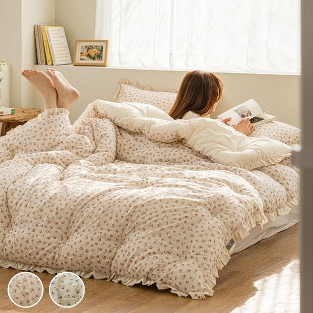 블라썸 프릴 에어로워싱 옥수수솜 아사 순면 차렵이불 세트 2colors
