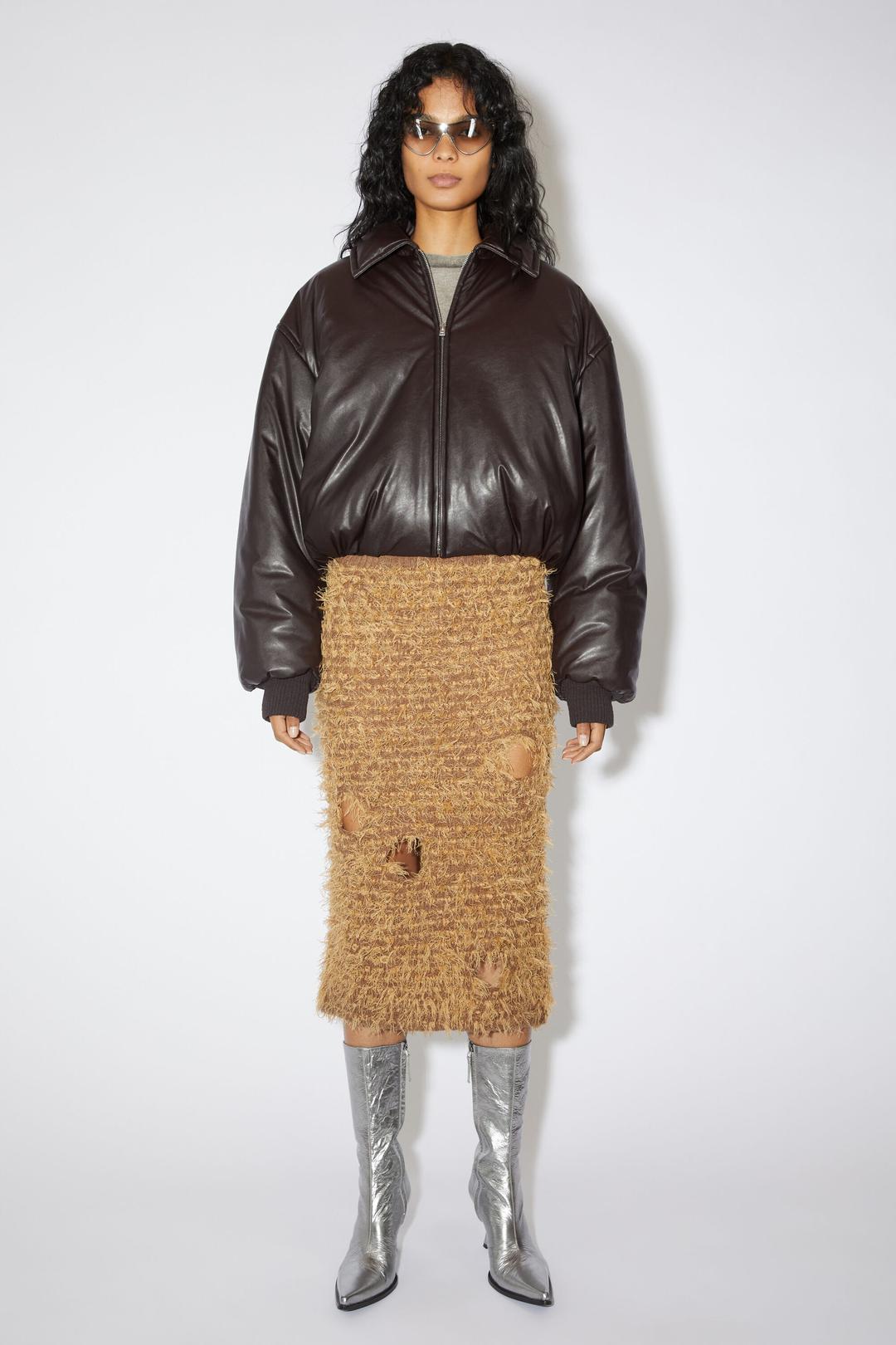 코팅 봄버 재킷 - 다크 브라운