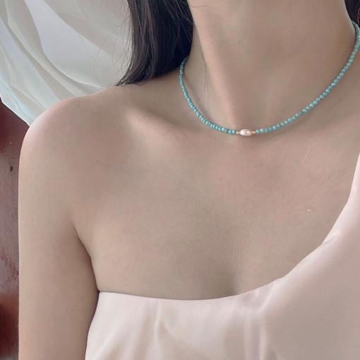 14k 18k 터키 진주 금 볼 데일리 레이어드 초커 목걸이