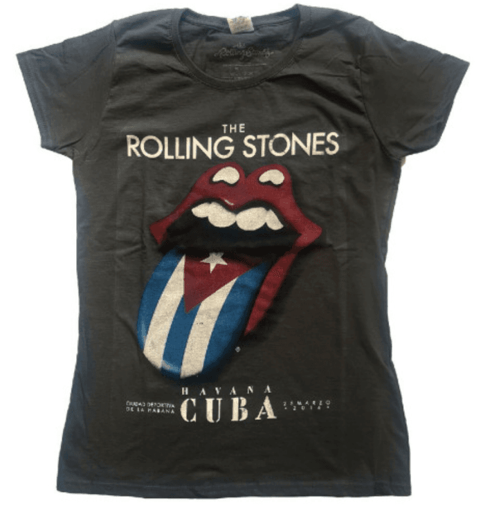 공식 THE ROLLING STONES 더 롤링 스톤즈 Havana Cuba 여성용 반팔 티셔츠 (차콜)