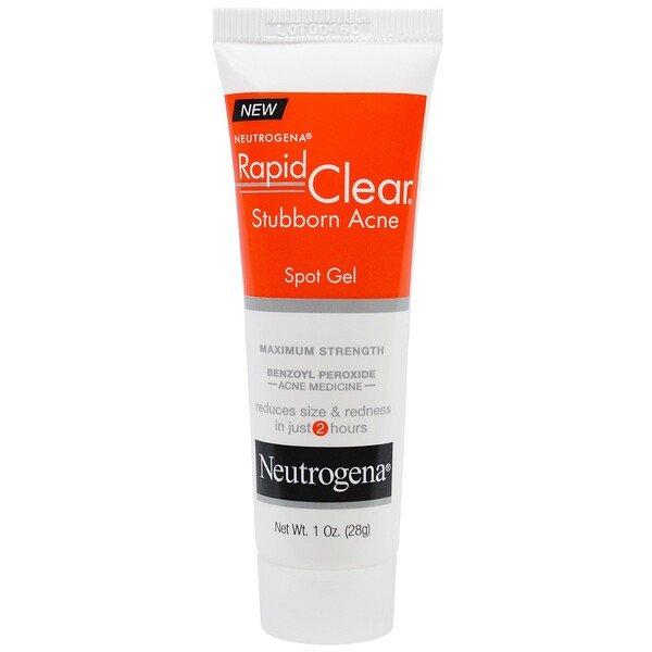 Neutrogena, Rapid Clear, 잘 없어지지 않는 여드름 집중 치료용 젤, 최대 강도, 28g(1oz)