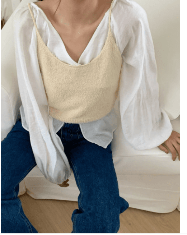 (아이,베이지 당일) 리버티 부클 니트 나시 3col