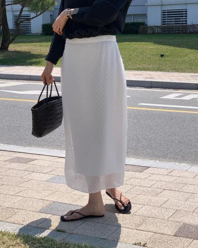 (아이s블랙sm 당일) villette 빌레트 팝콘 스커트 여성 H라인 미디 스커트 2color