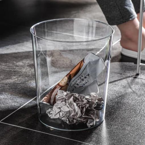 투명 아크릴 12리터 휴지통 인테리어 미니 원형 오픈 쓰레기통