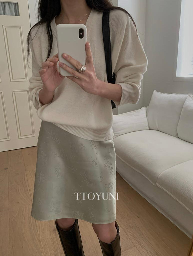 미엘 miel 수키 스커트 샤틴 미니 무늬 페미닌 치마 봄신상 떠유니