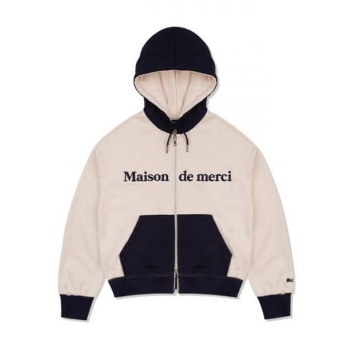 패블러스아카이브 후드집업 우먼즈 엠보로고 배색 크롭 크림네이비FCD3ZP707W