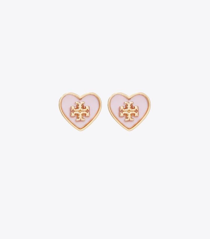 Kira Heart Studs - Tory Gold / Pink