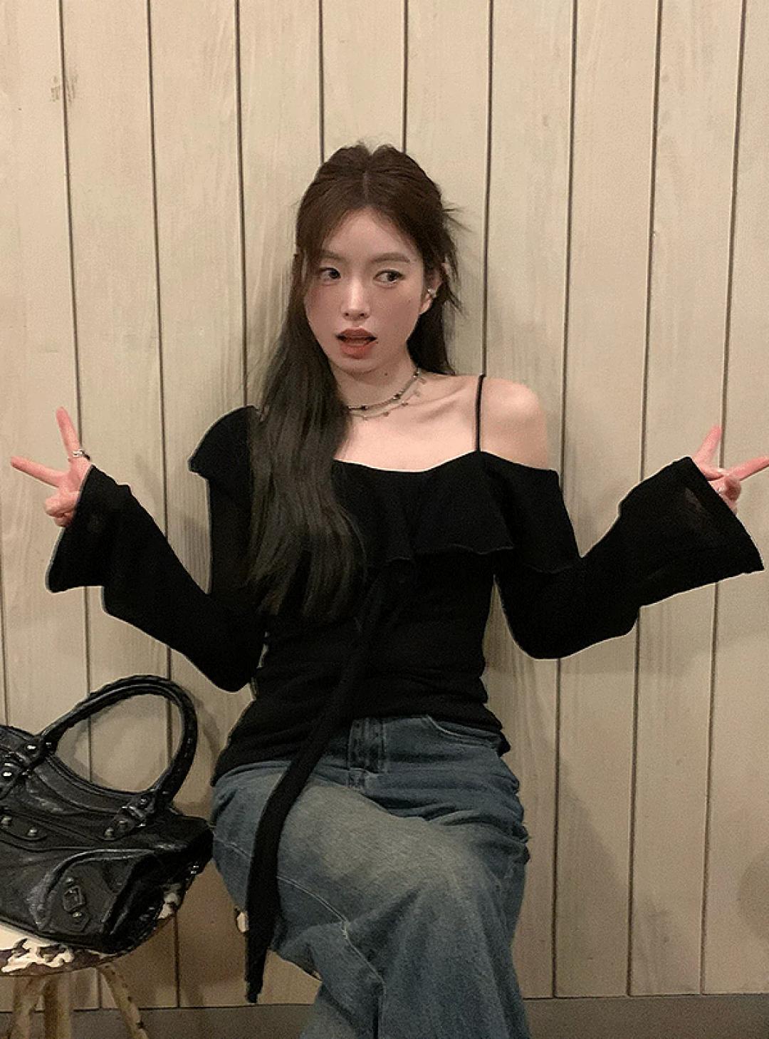 [자체제작] 제이브 셔링 어깨트임 긴팔티