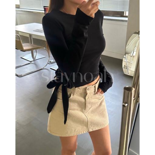 뮤제드 Mused Lucky frill skirt - Grey Stripe - 위시버킷