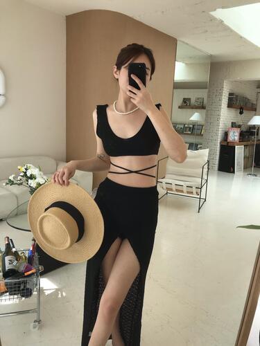 비치웨어 수영복 커버업 투피스 여름니트 세트 셋업 휴양지