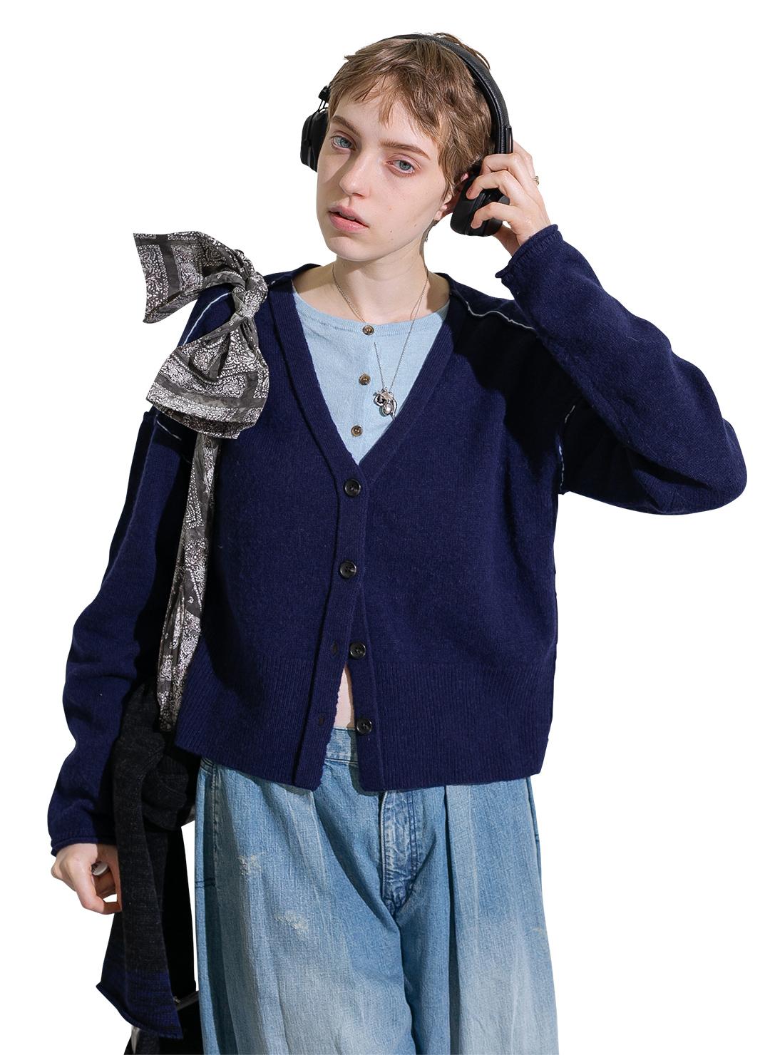 Twin Layered Knit Cardigan /