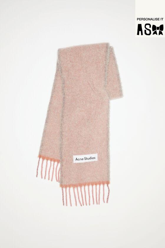 모헤어 울 프린지 스카프 - 더스티 핑크