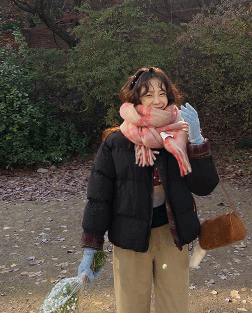 [리버시블] [가볍게 일상점퍼]그릿 체크 투웨이 패딩 점퍼 [size:F(55~77)]