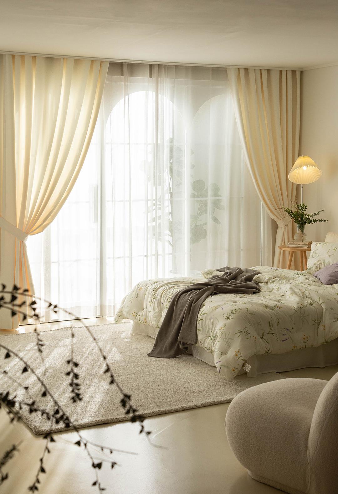 사르르 암막 커튼 |아이보리| 내추럴 암막, 사계절용