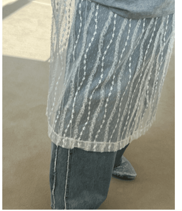 (2color) 트윙클 레이어드 스커트 시스루 레이스 프릴