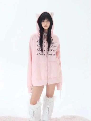 [Eat me Plz] 핑크 키티 후드집업 뉴진스 혜인 다니엘 착용 PINK KITTY HOODIE : 젤리보드