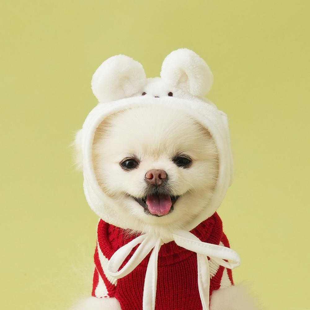 펫본 화이트베어 펫모자