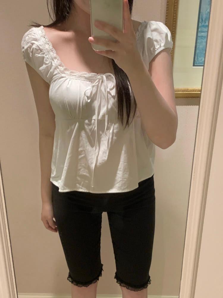 레이스 캡 나시 블라우스