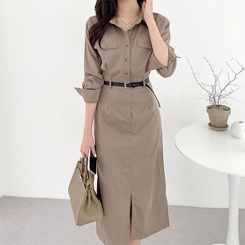 ★금요특가 자정마감 50%★모던 포켓 뒷밴딩 셔츠 원피스