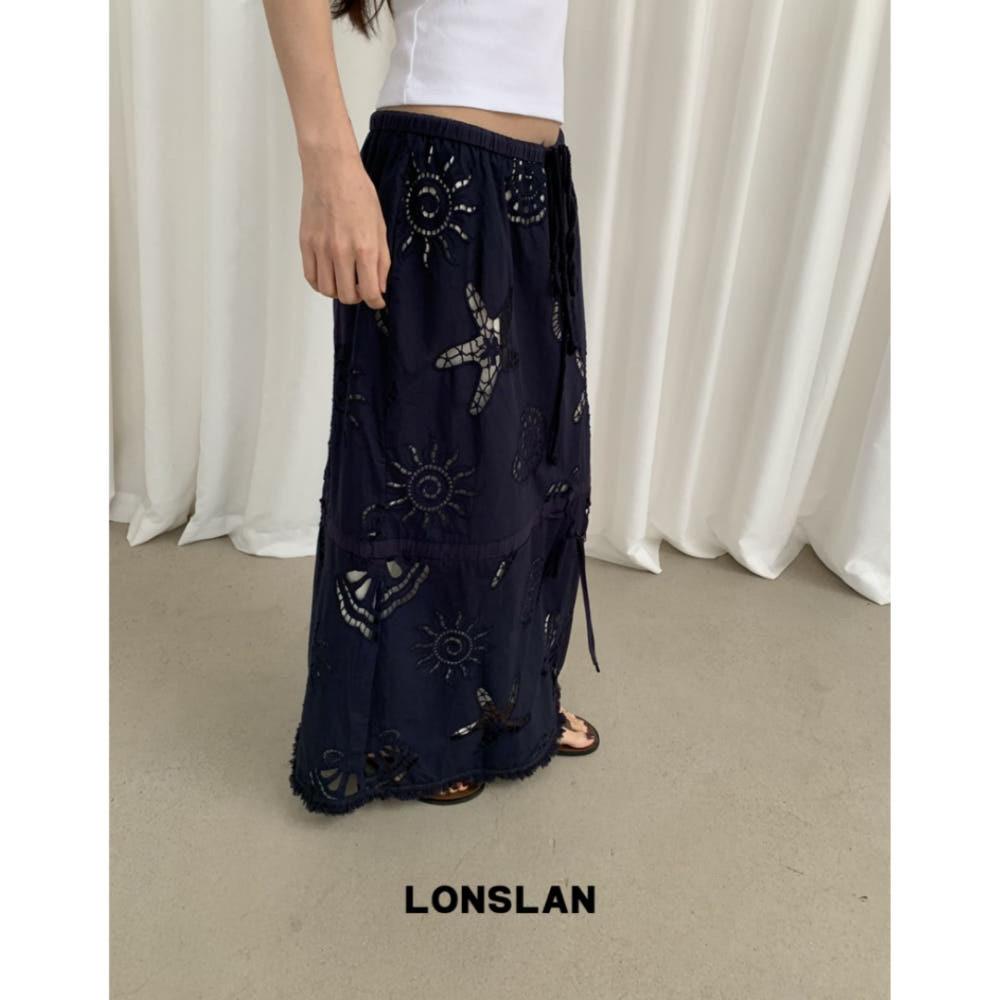 LONSLAN 스커트 스타피쉬 홀로우 홀리데이 드로스트링 스커트