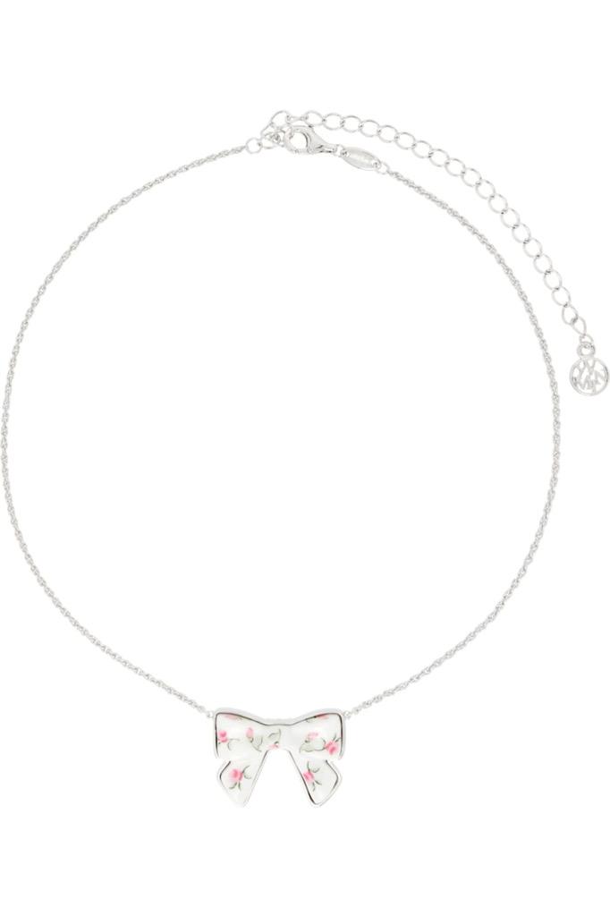 실버 YVMIN 더블 사이드 세라믹 리본 네크리스