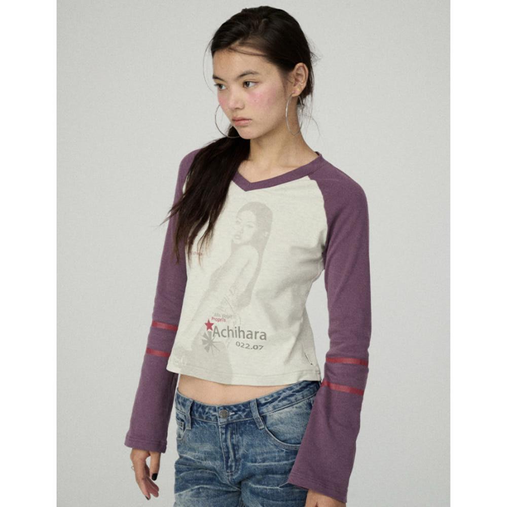 ACHIHARA 아치하라 티셔츠 살구잼 긴팔 티셔츠