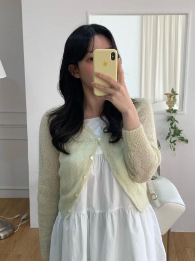 riette 리에뜨 마임 가디건 여름가디건 라임 시스루 모헤어가디건