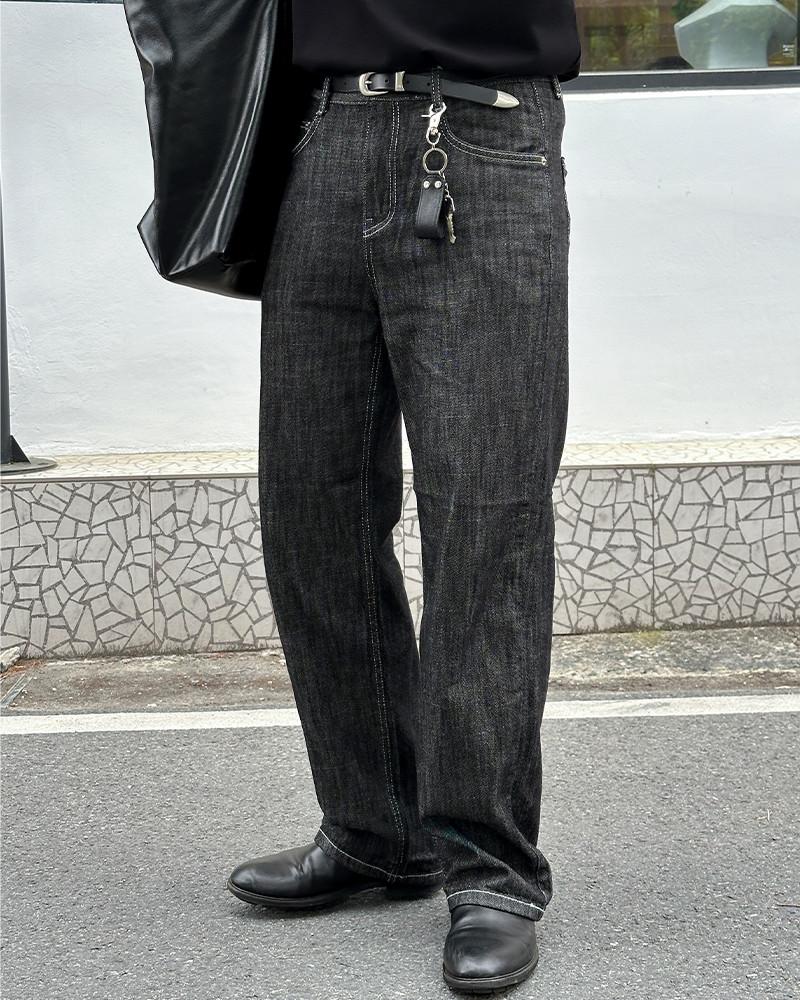 생지 린넨 세미 와이드 데님