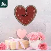 매력적인 레드 하트 목재 벽시계 - 조용하고 배터리 구동의 홈, 팜하우스, 거실, 바, 카페 및 사무실 장식