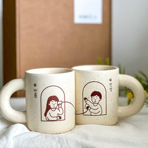 예쁜머그컵제작 주문제작컵 신혼부부 결혼선물 머그잔세트 귀여운머그컵 400ml