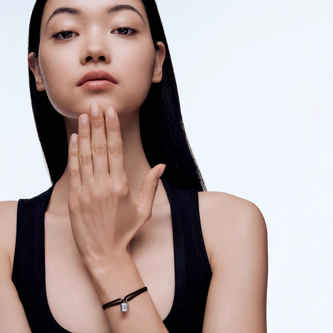 실버 락킷 팔찌, 스털링 실버 블랙 래커드와 블랙 폴리에스터 코드