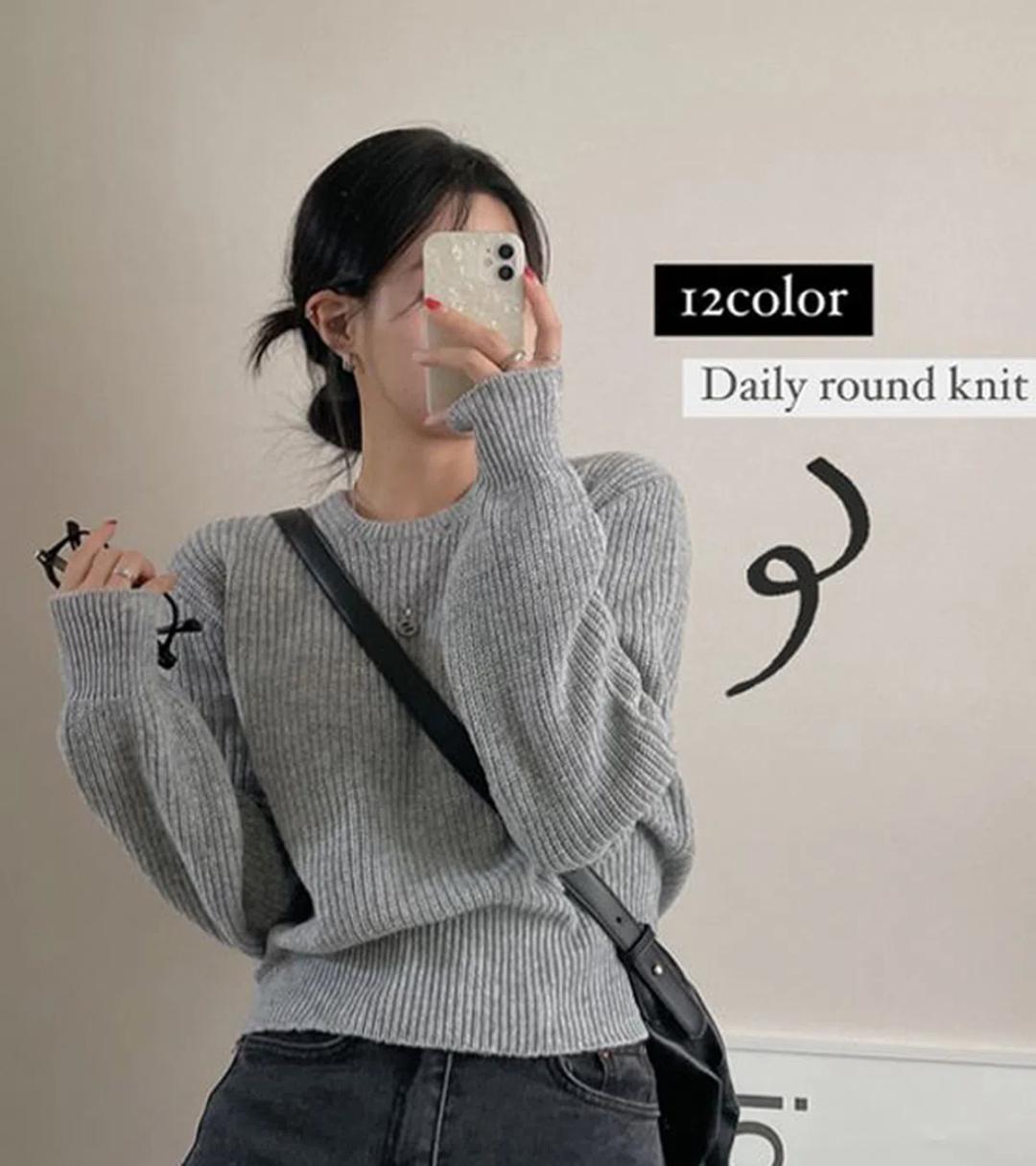 [폭닥폭닥/12color] 포근 아방핏 짜임 데일리 라운드 니트_몽그라미