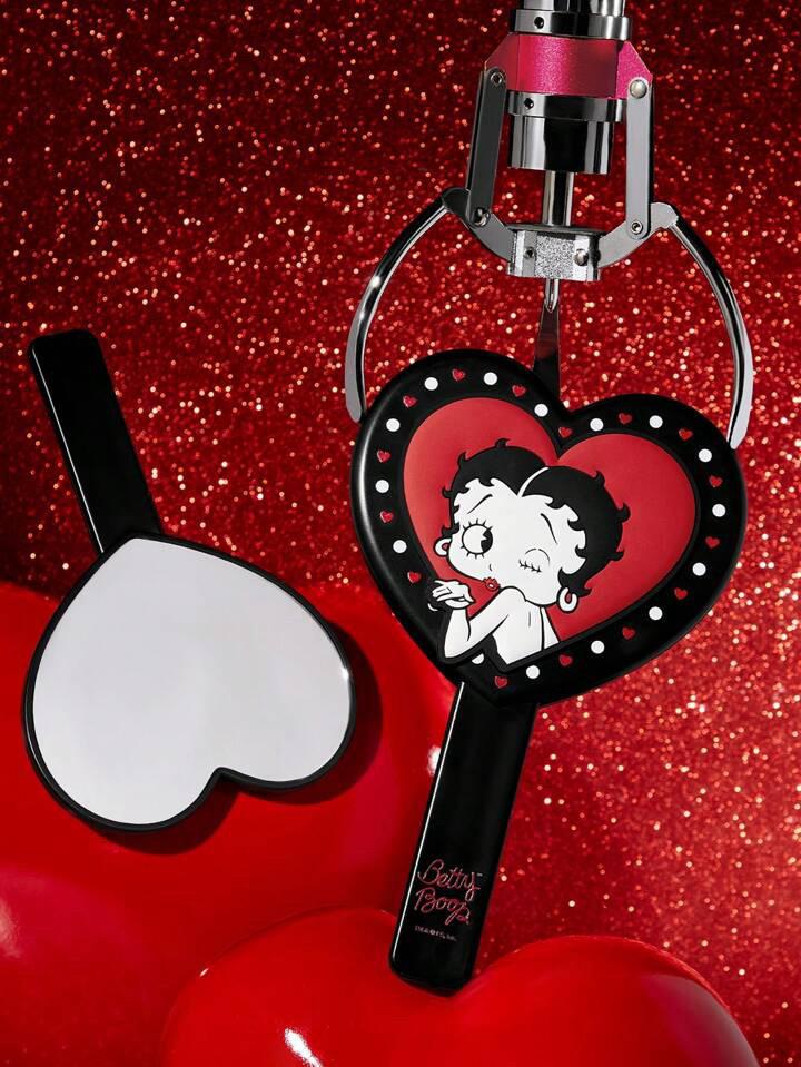 Betty Boop X SHEIN 귀여운 하트 모양 그래픽 핸드 거울