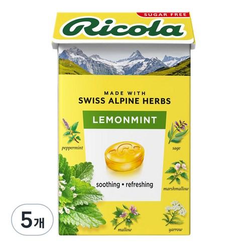 리콜라 스위스 레몬민트맛 캔디, 40g, 5개 - 일반하드캔디 | 쿠팡