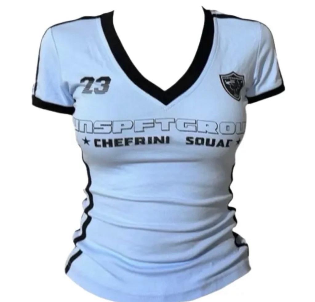 ~4XL [핏보장] 배색 브이넥 Y2K 빈티지 레터링 크롭티