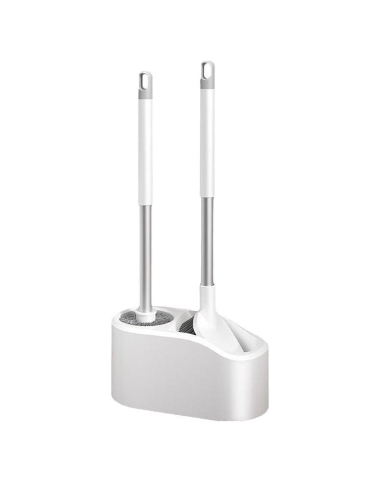 리빙공감 벽걸이형 변기 이중브러쉬 청소솔 2종 세트, 화이트, 1세트