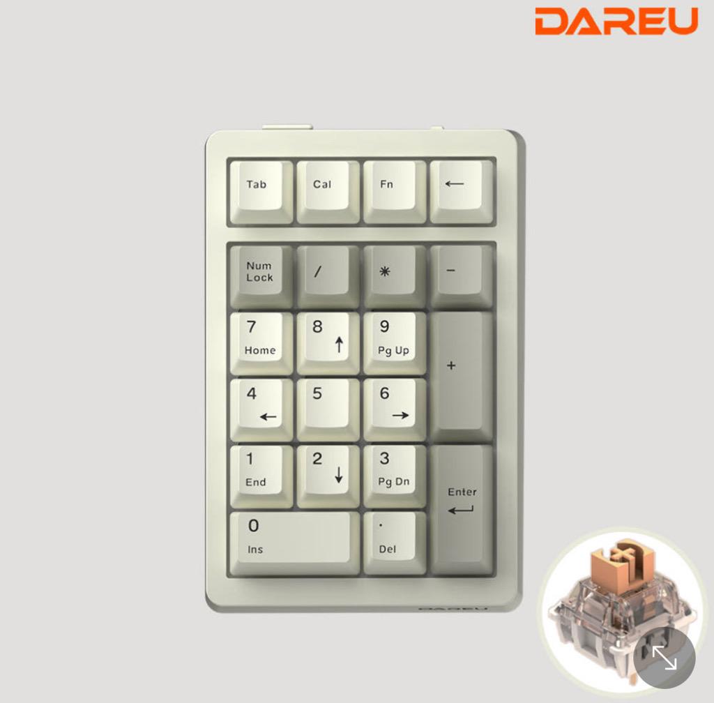 다얼유 EK21 유무선 기계식 숫자 키패드 넘버패드 (저소음머스타드축) 레트로베이지
