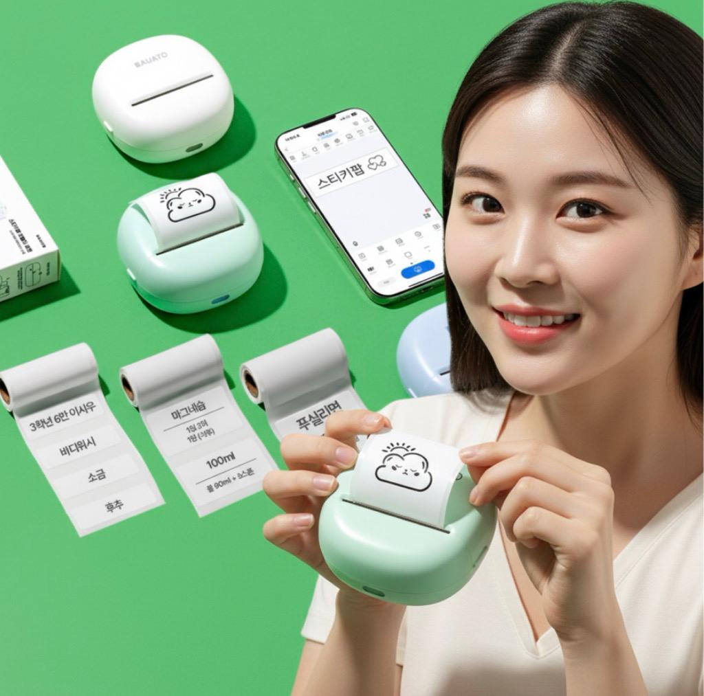 블루투스 라벨 프린터기 네임 스티커 프린터 미니 휴대용 라벨기