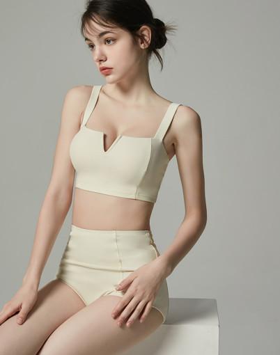 브이컷 하이웨스트 비키니 - CREAM