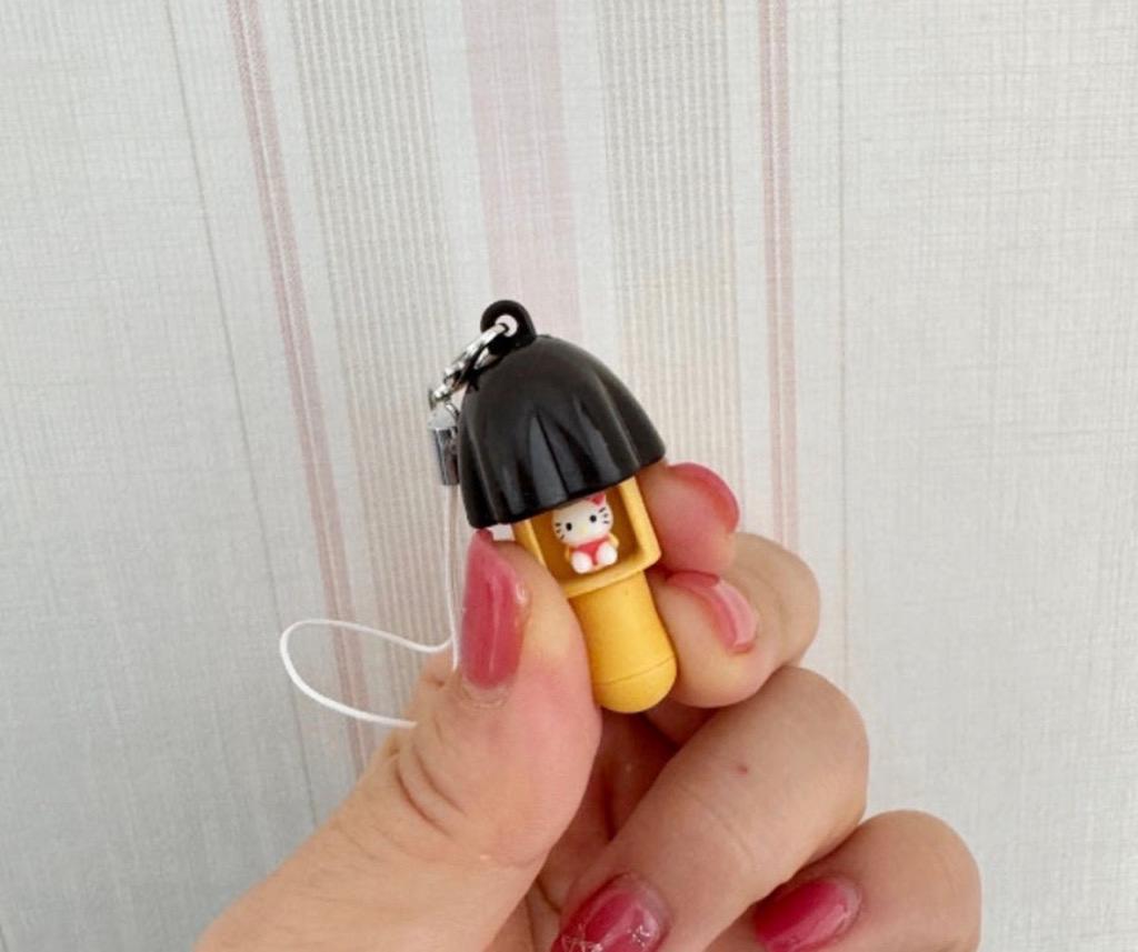 버섯송이 키티 폰스트랩 폰꾸미기 실버 키링 스트랩 가방꾸미기 키홀더