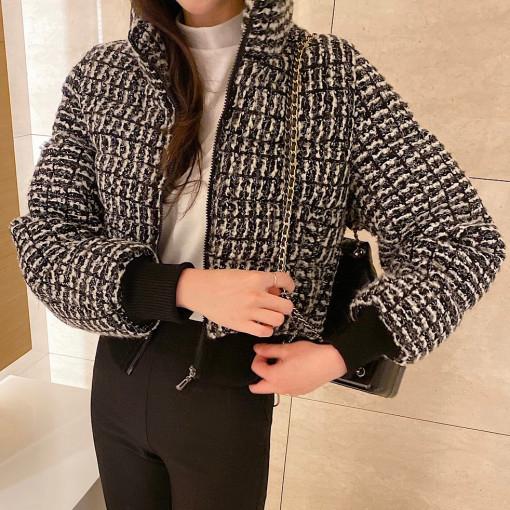 수입 펄 화이트 구스 트위드 패딩