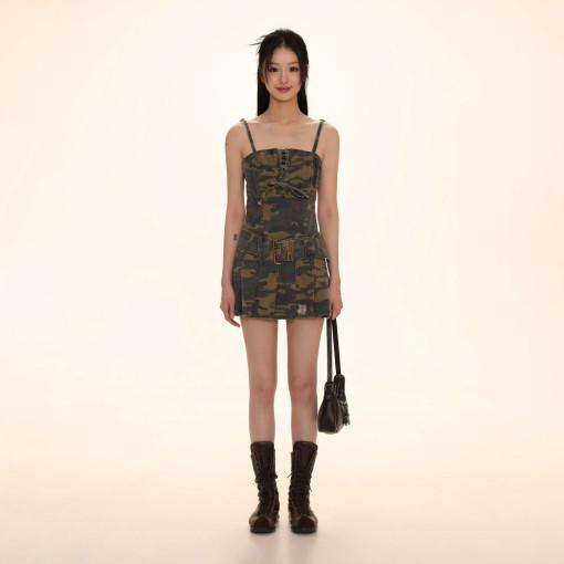 벨티드 카모플라쥬 스트랩 원피스 빈티지 미니원피스 MOROMORO2